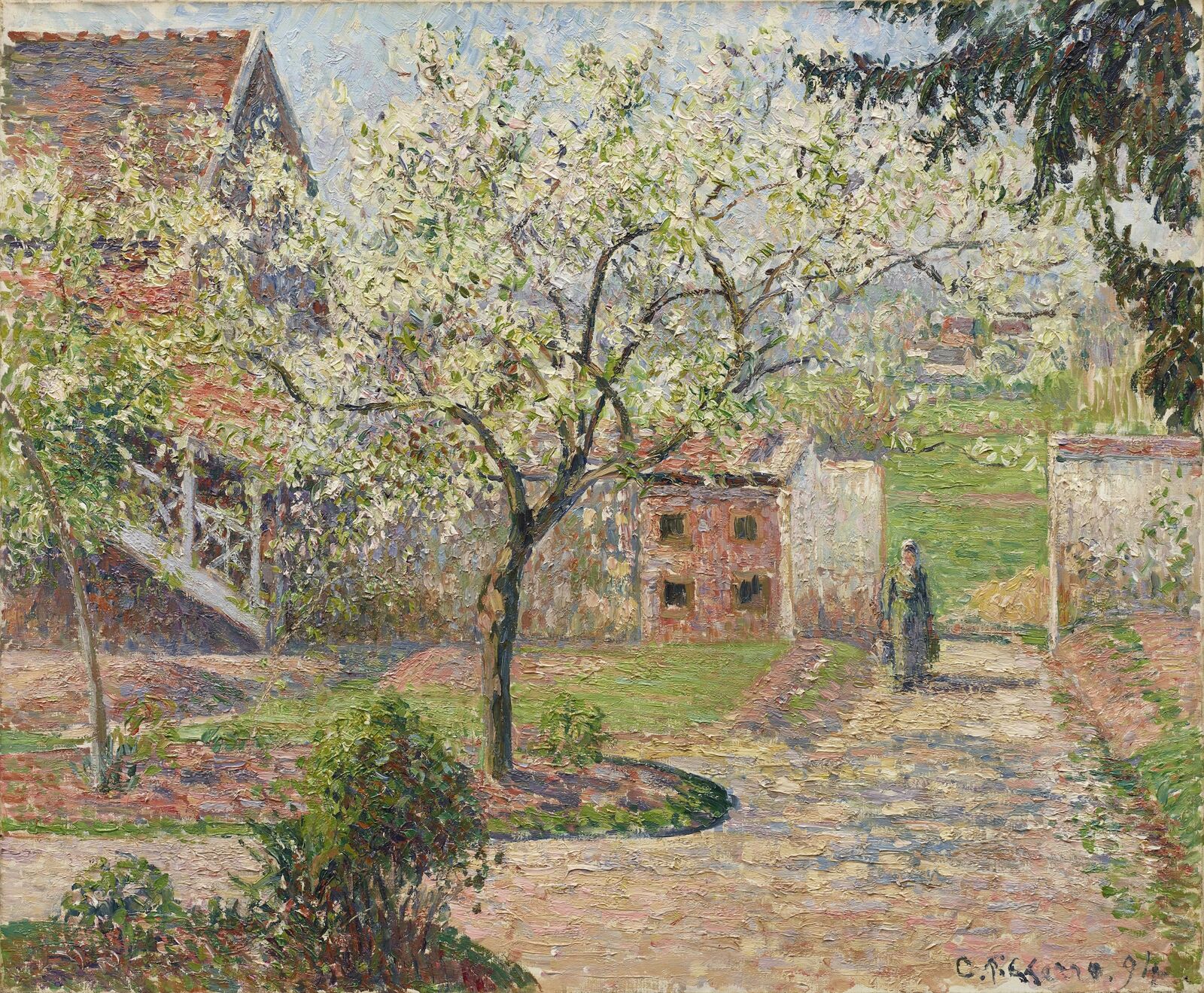 Camille Pissarro: Blühende Pflaumenbäume, Éragny , 1894, Ordrupgaard, Kopenhagen