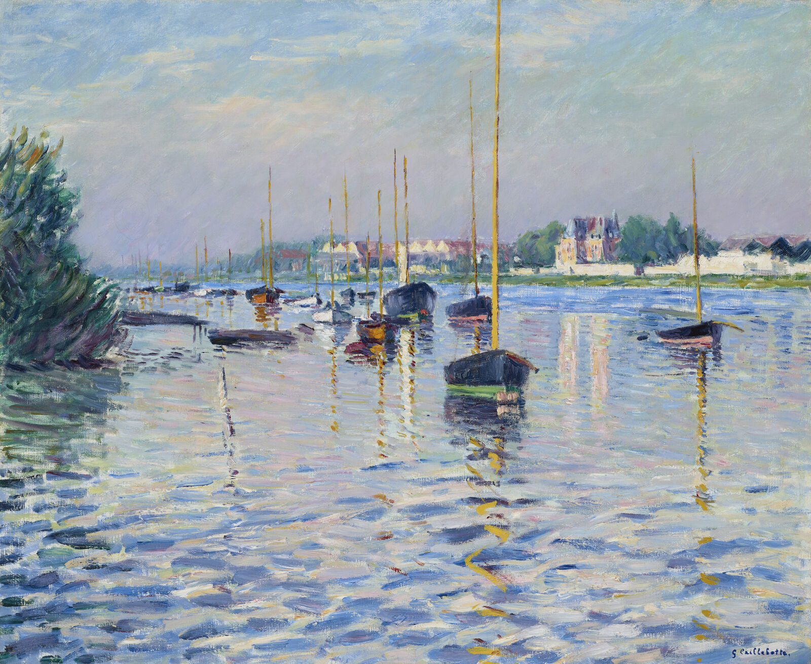Gustave Caillebotte,  Boats moored on the Seine at Argenteuil,  1892